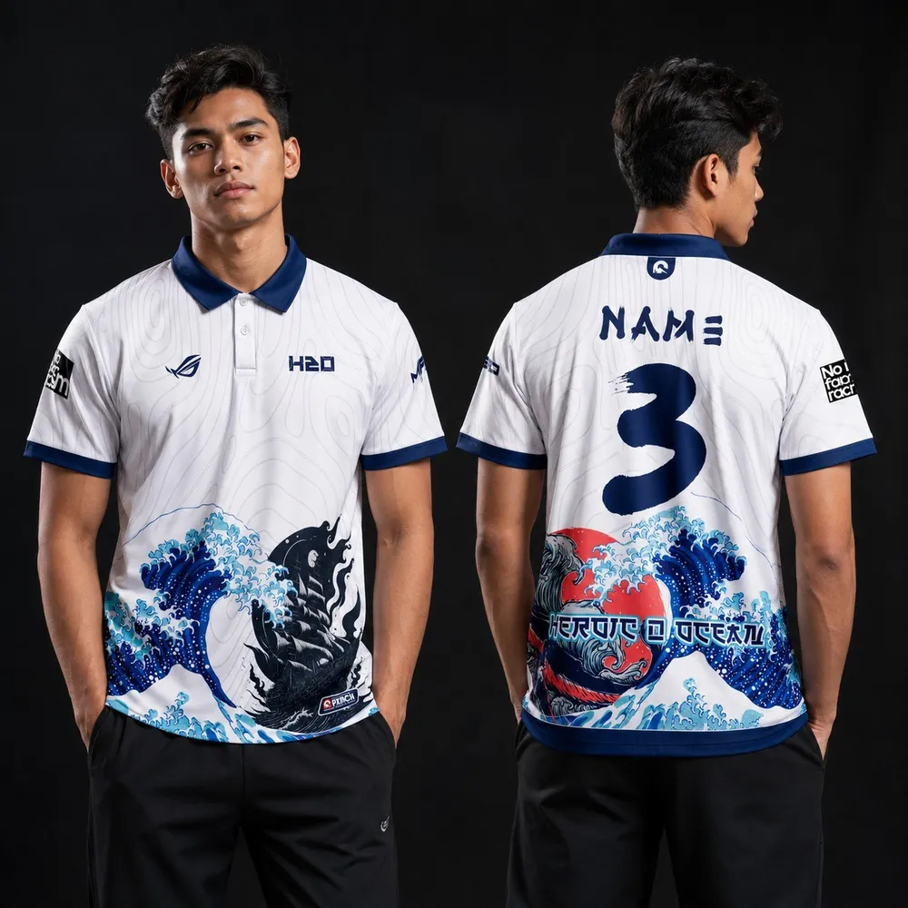 A custom PXNCH garment worn by a model, photographed front and back