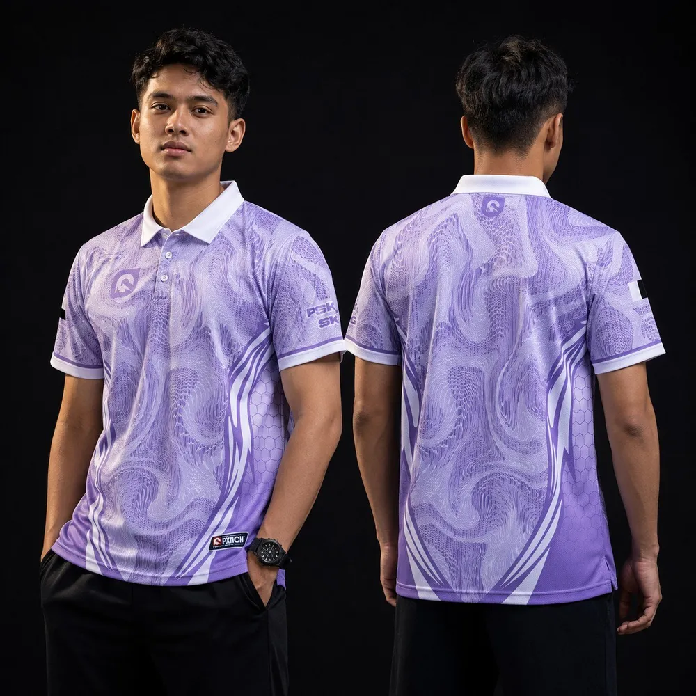 A custom PXNCH garment worn by a model, photographed front and back